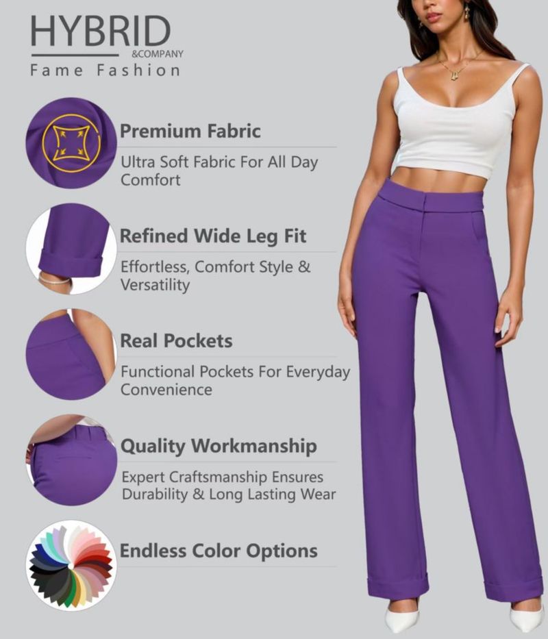 Pantalones Hybrid & Company de Pierna Recta Púrpura XXL