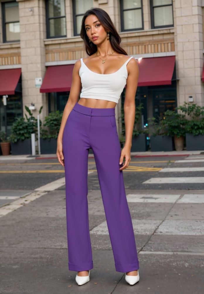 Pantalones Hybrid & Company de Pierna Recta Púrpura XXL