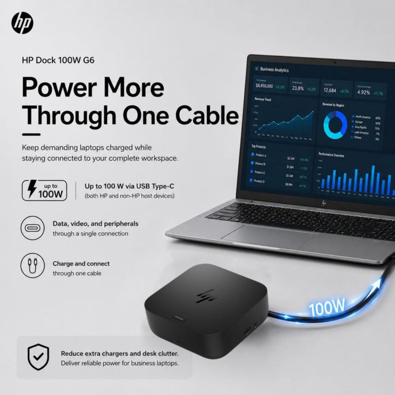 Estación de acoplamiento HP USB-C 100W G6 9X3V1UT 3x4K