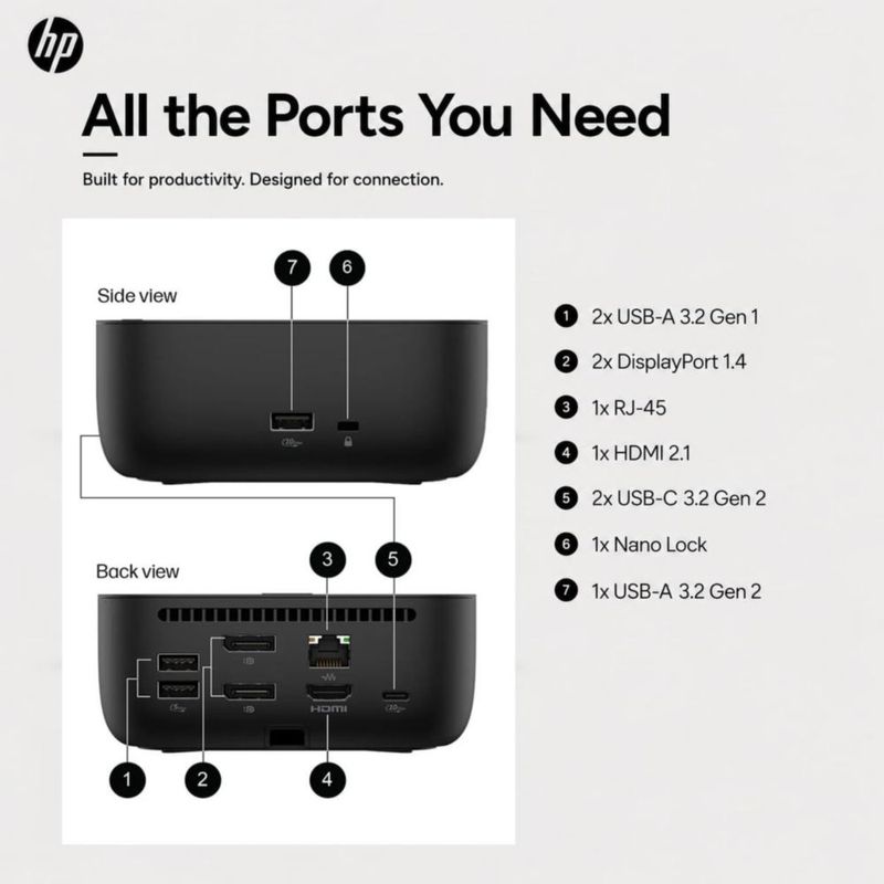 Estación de acoplamiento HP USB-C 100W G6 9X3V1UT 3x4K