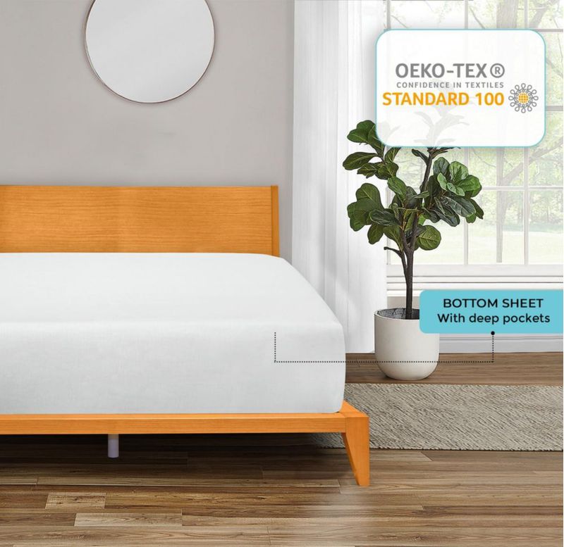 Sábana ajustable ROYALE LINENS Twin 99 × 191 cm 300 hilos Blanco