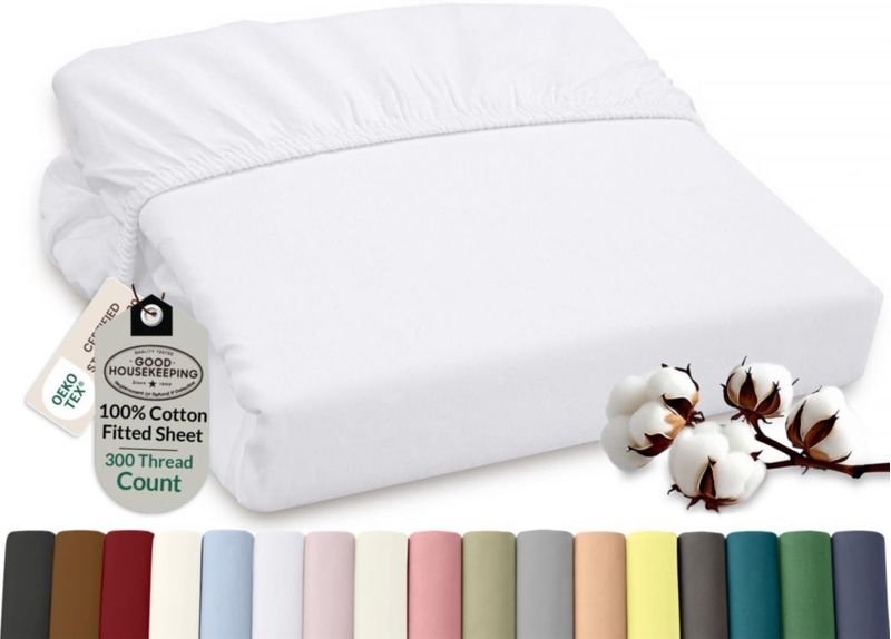 Sábana ajustable ROYALE LINENS Twin 99 × 191 cm 300 hilos Blanco