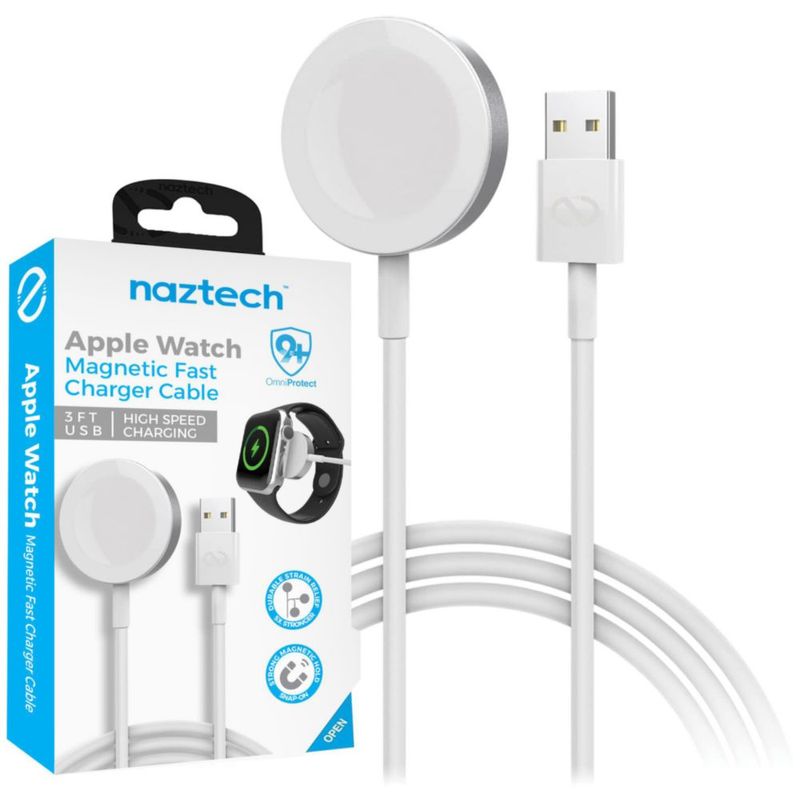 Cargador magnético para Apple Watch Naztech carga rápida 1 m color blanco