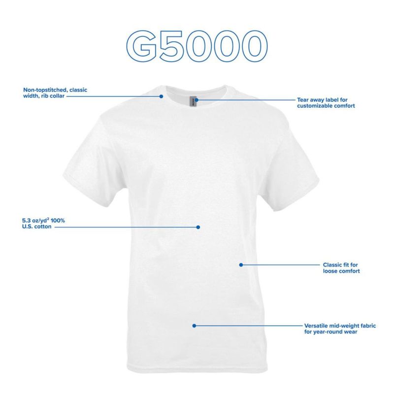 Camiseta Gildan G5000 Blanca Talla Grande – Pack de 72