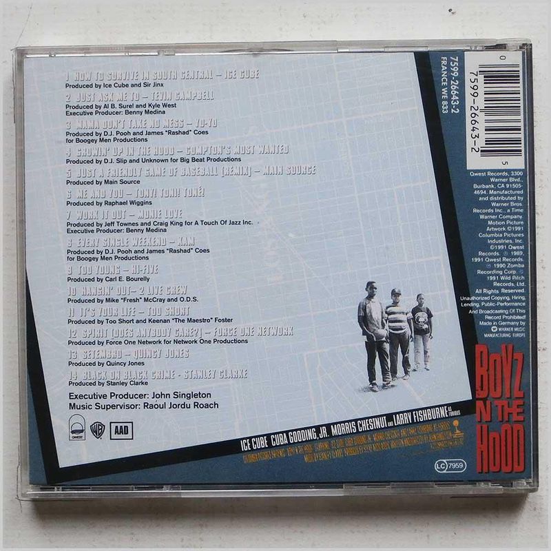 CD de música WEA – Banda sonora de la película Boyz N The Hood