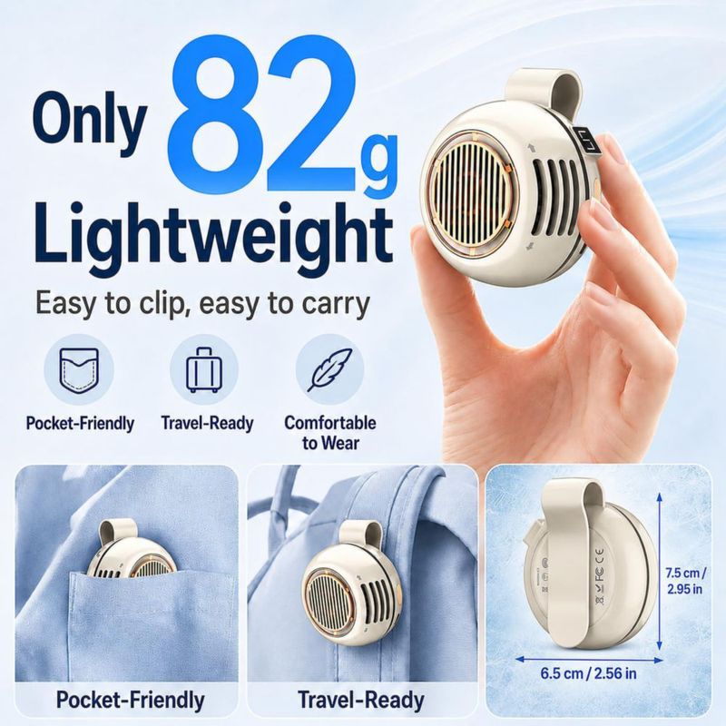 Ventilador de Clip Medilume 82 g Recargable USB‑C Beige
