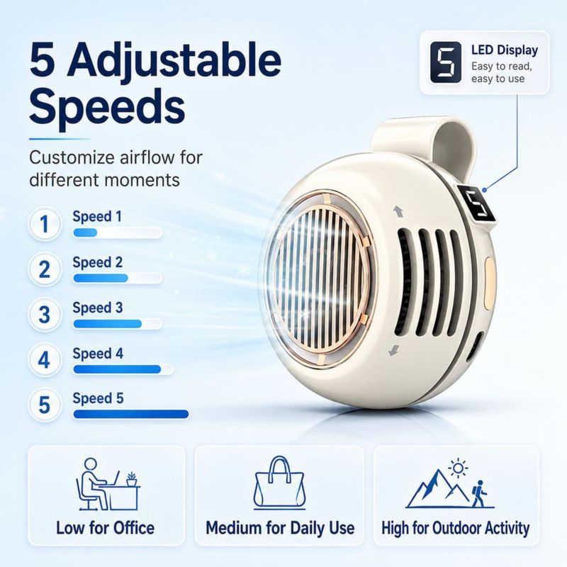 Ventilador de Clip Medilume 82 g Recargable USB‑C Beige