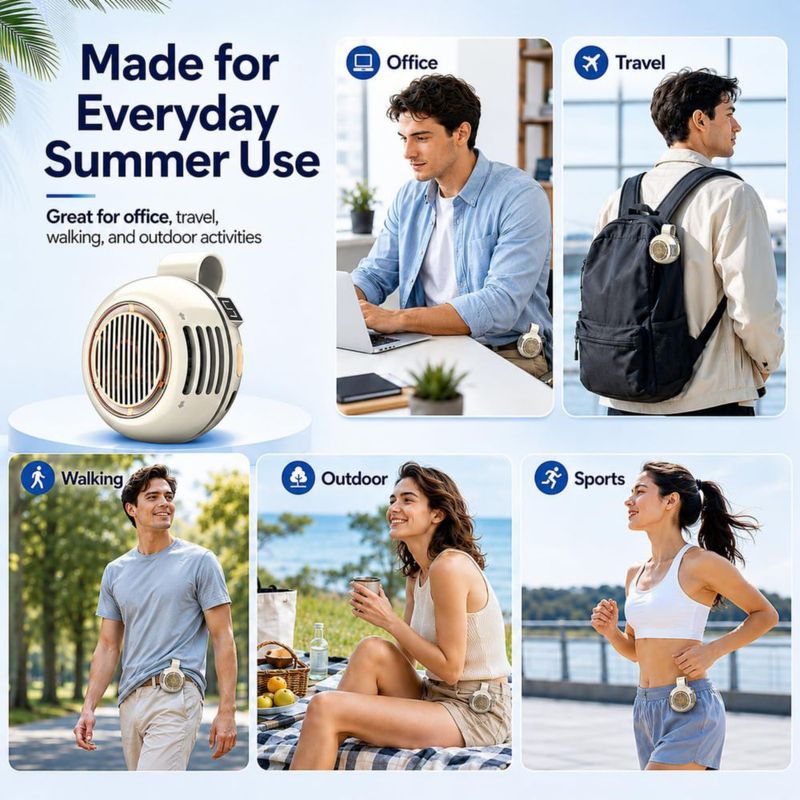 Ventilador de Clip Medilume 82 g Recargable USB‑C Beige