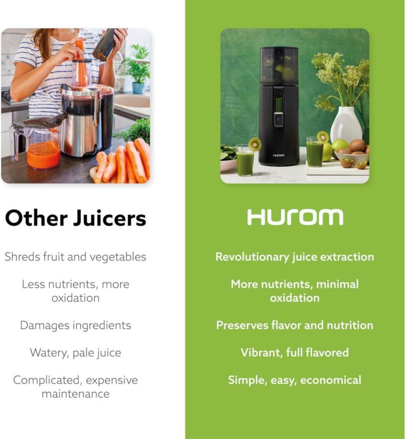 Extractor de jugos Hurom H400 de prensado en frío fácil de limpiar