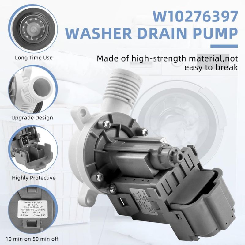 Bomba de Drenaje para Lavadora AMI PARTS W10276397 120 V