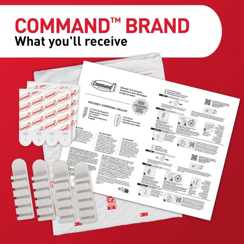 Organizador de cables Command – 4 clips y 8 tiras adhesivas medianas