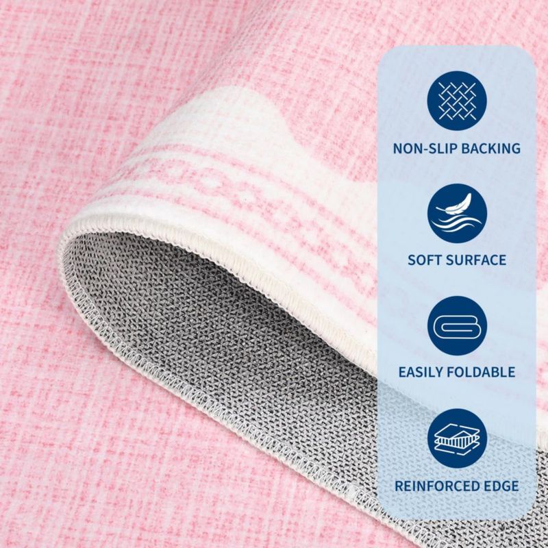 Alfombra Lavable GarveeHome 5x7 Rosa con Borde Festoneado