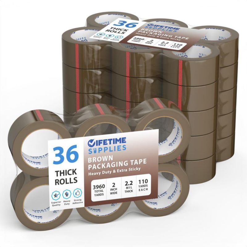 Cinta de embalaje Lifetime Supplies 91 cm 36 rollos 2.2 mil