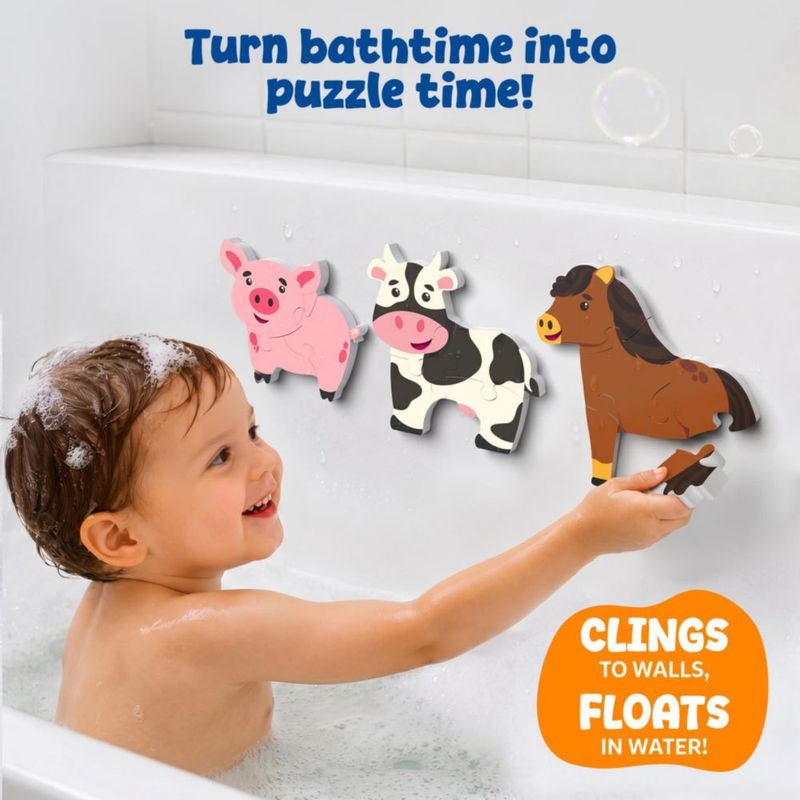 Juguete de baño Skillmatics: rompecabezas de espuma con animales de granja