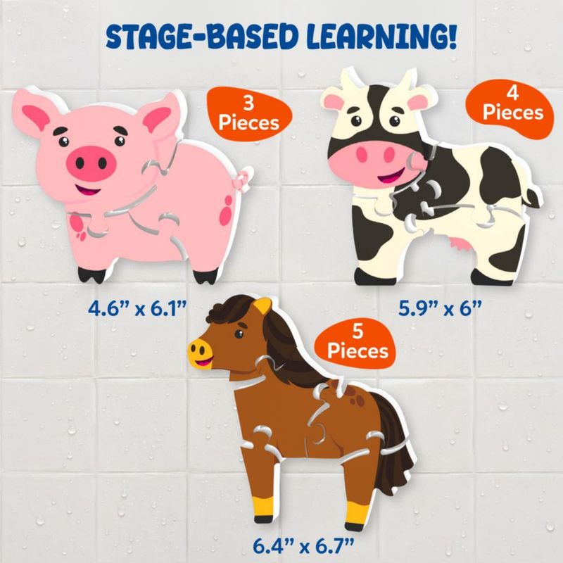 Juguete de baño Skillmatics: rompecabezas de espuma con animales de granja