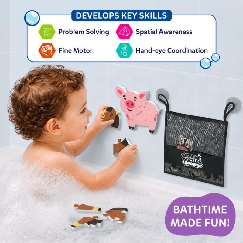 Juguete de baño Skillmatics: rompecabezas de espuma con animales de granja