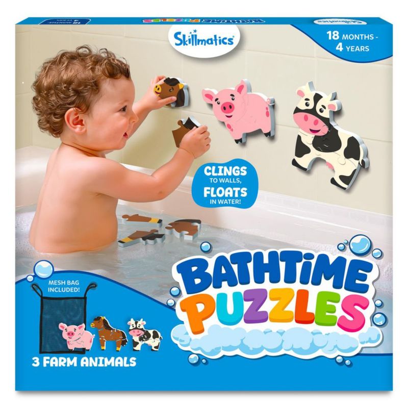Juguete de baño Skillmatics: rompecabezas de espuma con animales de granja