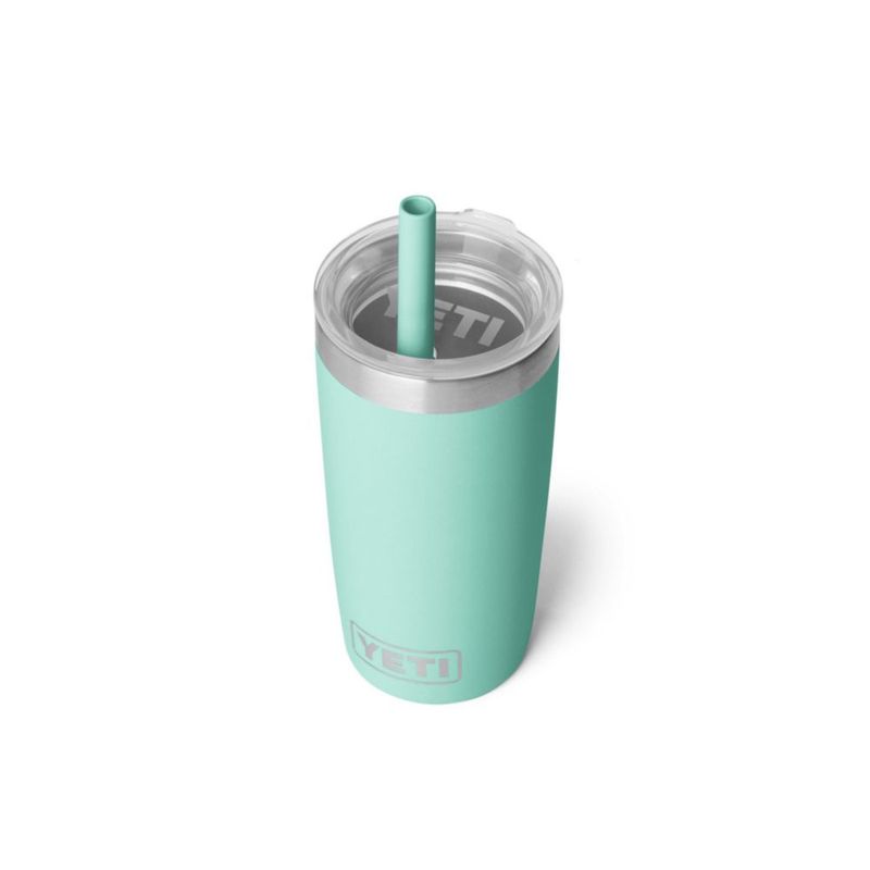 Vaso térmico YETI Rambler Jr. 10 oz con tapa de silicona y pajilla color Seafoam