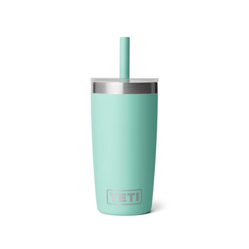 Vaso térmico YETI Rambler Jr. 10 oz con tapa de silicona y pajilla color Seafoam