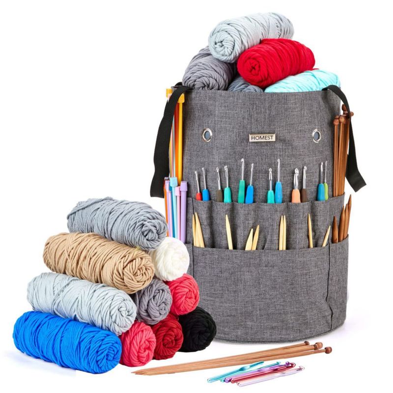 Bolsa para ovillos HOMEST 30 × 43 cm Organizador de crochet y tejido