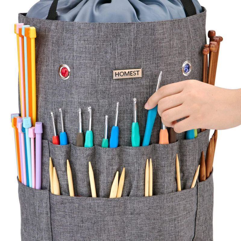 Bolsa para ovillos HOMEST 30 × 43 cm Organizador de crochet y tejido