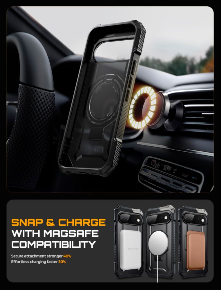 Funda SUPCASE para Google Pixel 11 Pro XL negra con soporte