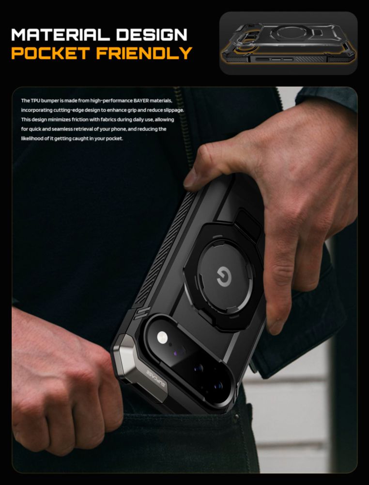Funda SUPCASE para Google Pixel 11 Pro XL negra con soporte