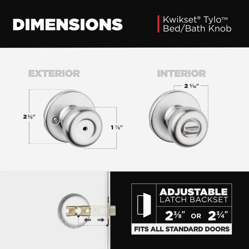 Pomo de puerta Kwikset Tylo Interior Privacy cromado satinado