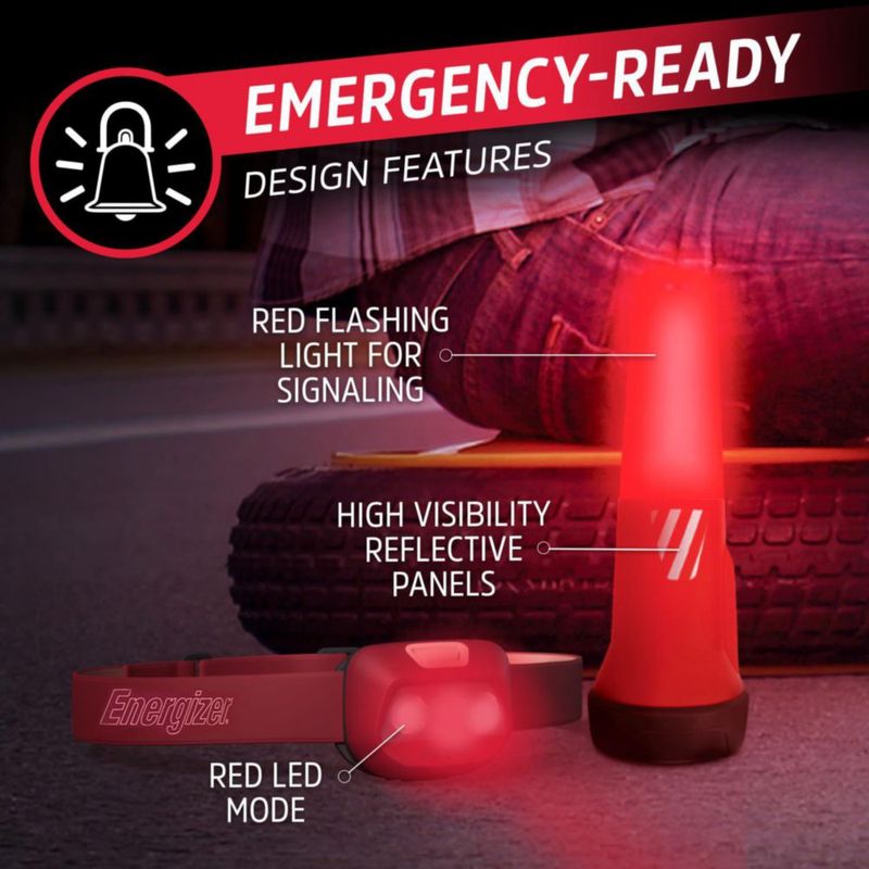 Kit de Emergencia Energizer WeatheReady con Linterna 2 en 1 y Lámpara Frontal Resistente al Agua IPX4