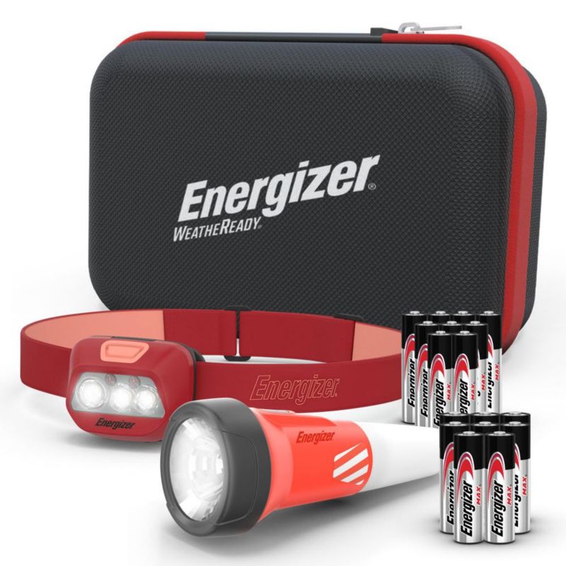 Kit de Emergencia Energizer WeatheReady con Linterna 2 en 1 y Lámpara Frontal Resistente al Agua IPX4