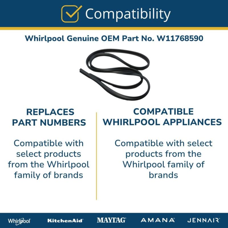 Junta de puerta para lavavajillas Whirlpool W11768590 OEM (reemplazo)