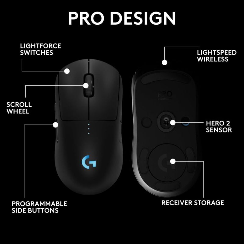 Ratón inalámbrico para juegos Logitech G PRO 2 Lightspeed Black