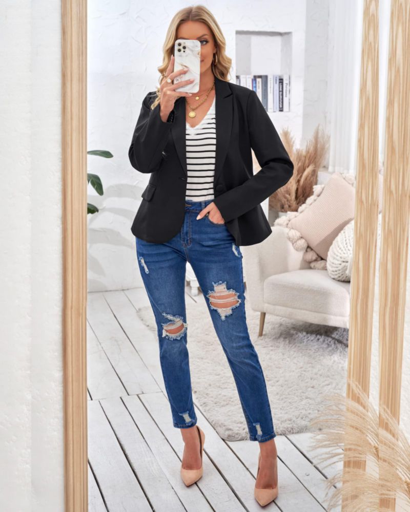 Blazer LookbookStore para Mujer Negro con Solapa con Muesca XXL