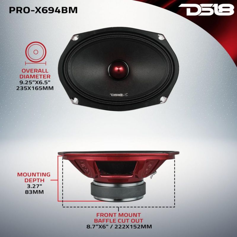 Altavoz DS18 PRO-X694 BM 6x9 200W RMS 4 ohmios para coche
