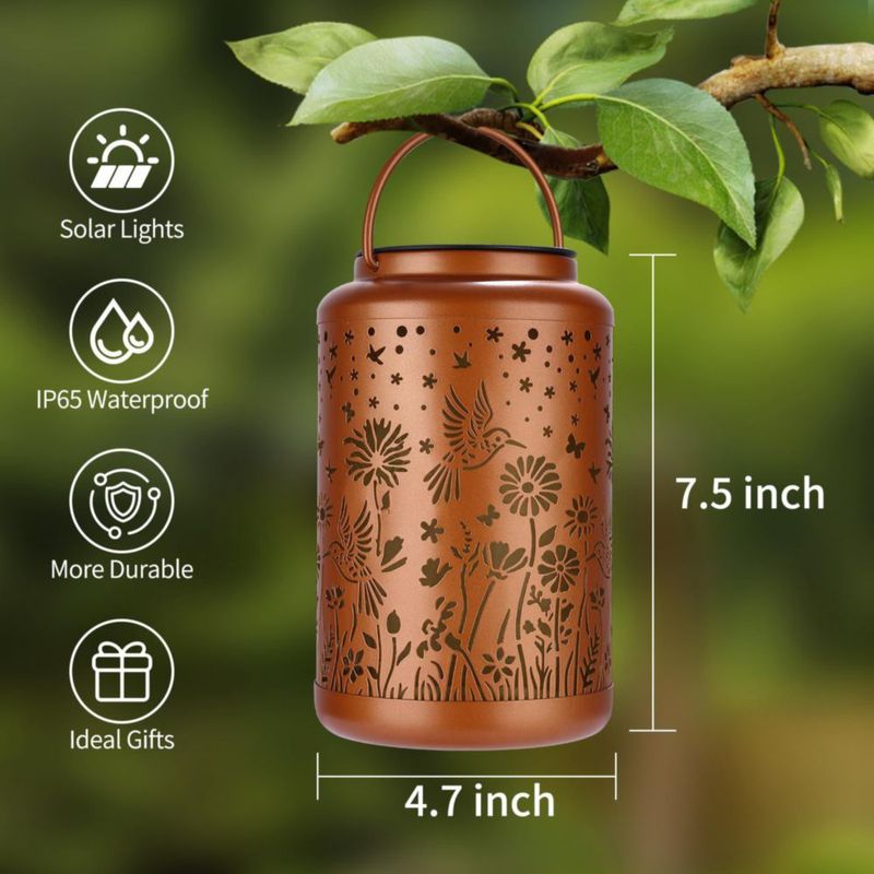 Linternas solares GOLFOEE pack de 2 impermeables con colibrí