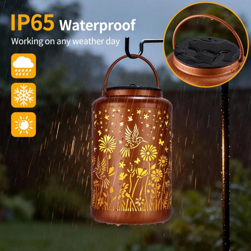 Linternas solares GOLFOEE pack de 2 impermeables con colibrí