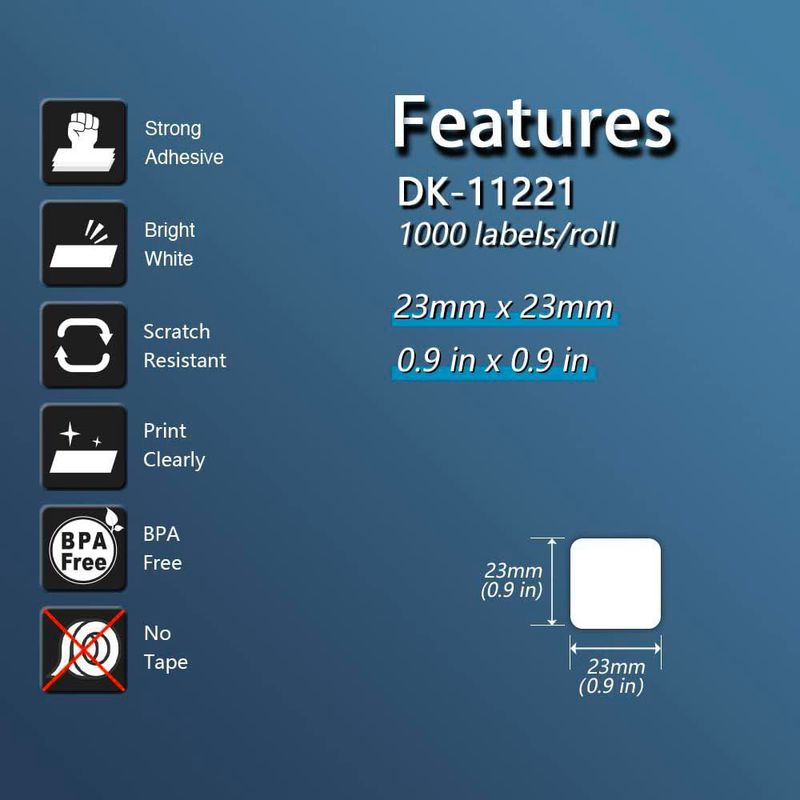 Etiquetas BETCKEY 23 × 23 mm 10 rollos + 2 soportes