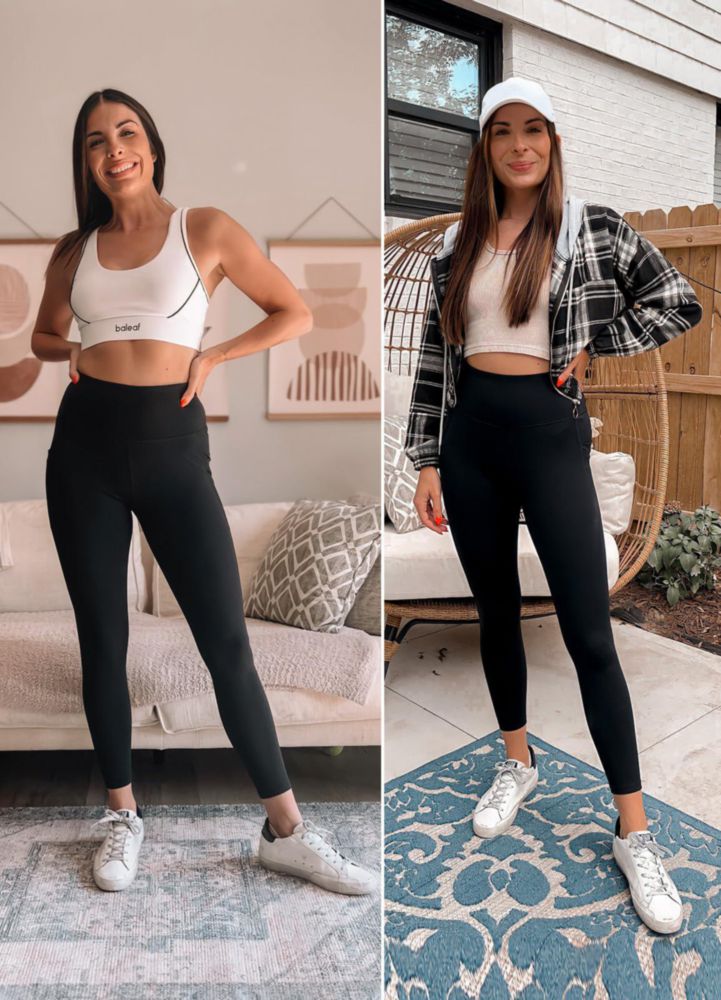Leggings baleaf de cintura alta negros con bolsillos de 64 cm
