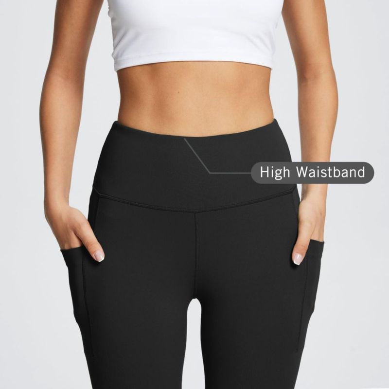 Leggings baleaf de cintura alta negros con bolsillos de 64 cm