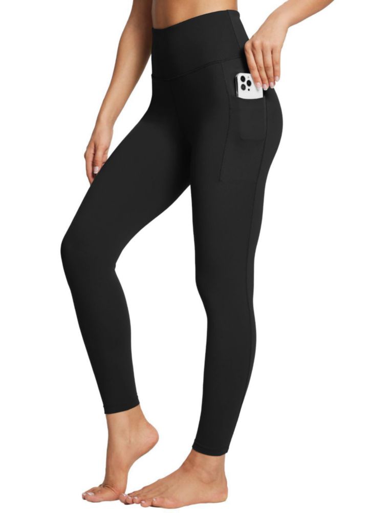 Leggings baleaf de cintura alta negros con bolsillos de 64 cm