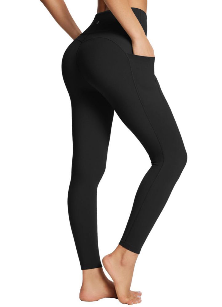 Leggings baleaf de cintura alta negros con bolsillos de 64 cm