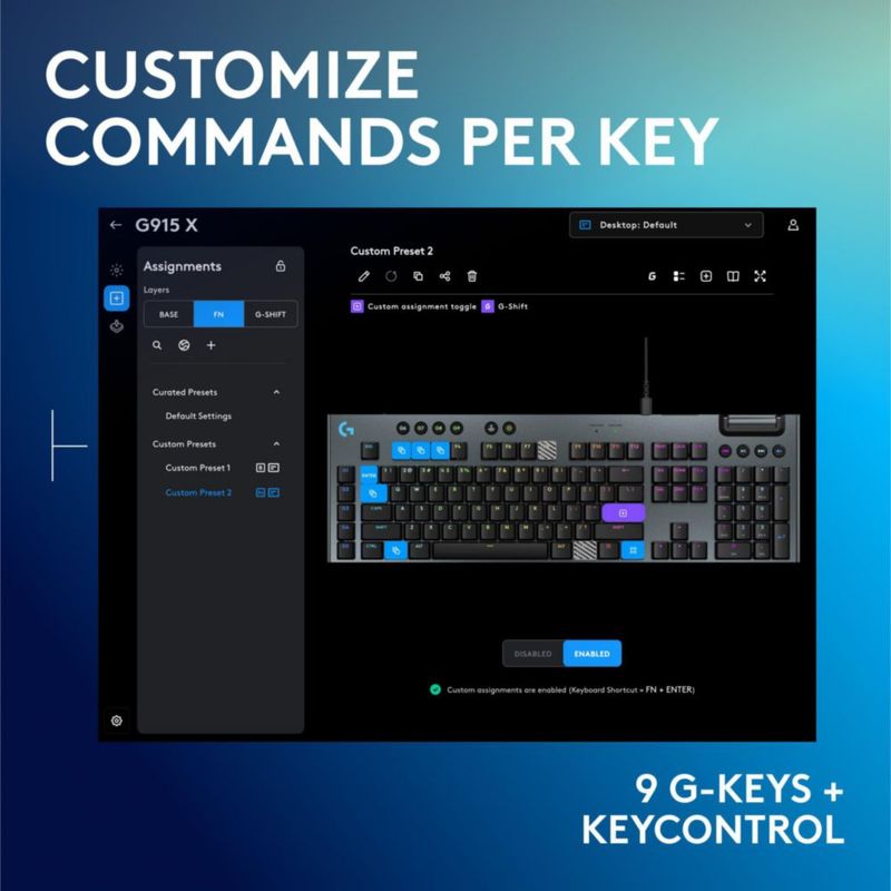 Teclado para juegos Logitech G915 X de perfil bajo con cable GL Red