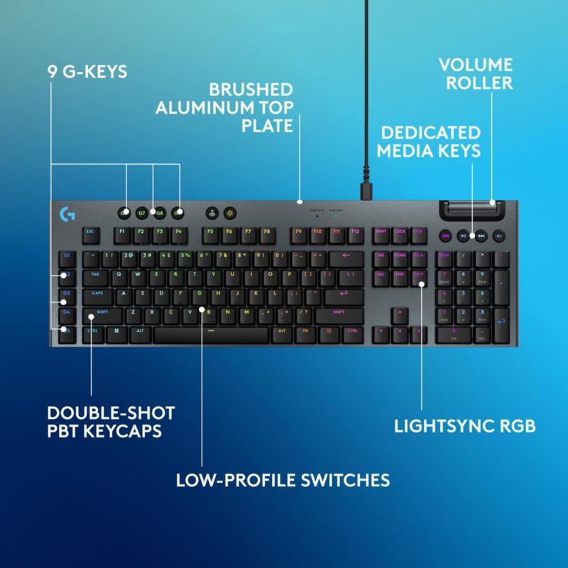 Teclado para juegos Logitech G915 X de perfil bajo con cable GL Red