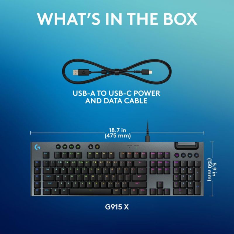 Teclado para juegos Logitech G915 X de perfil bajo con cable GL Red