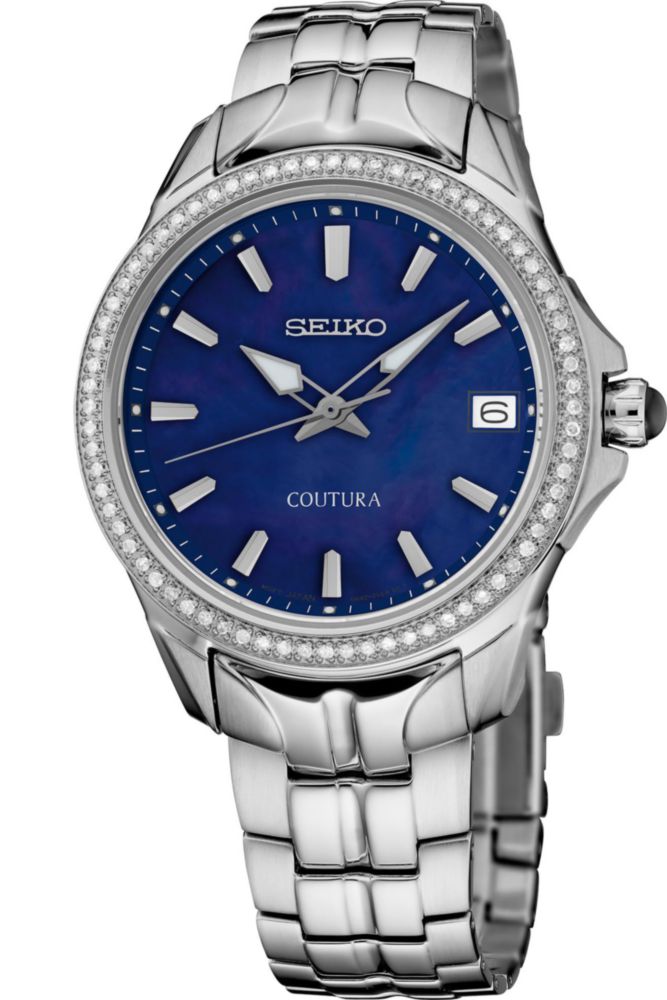 Reloj SEIKO para Mujer SUR591 Coutura Adorno de Diamantes Caja de Acero Inoxidable Azul