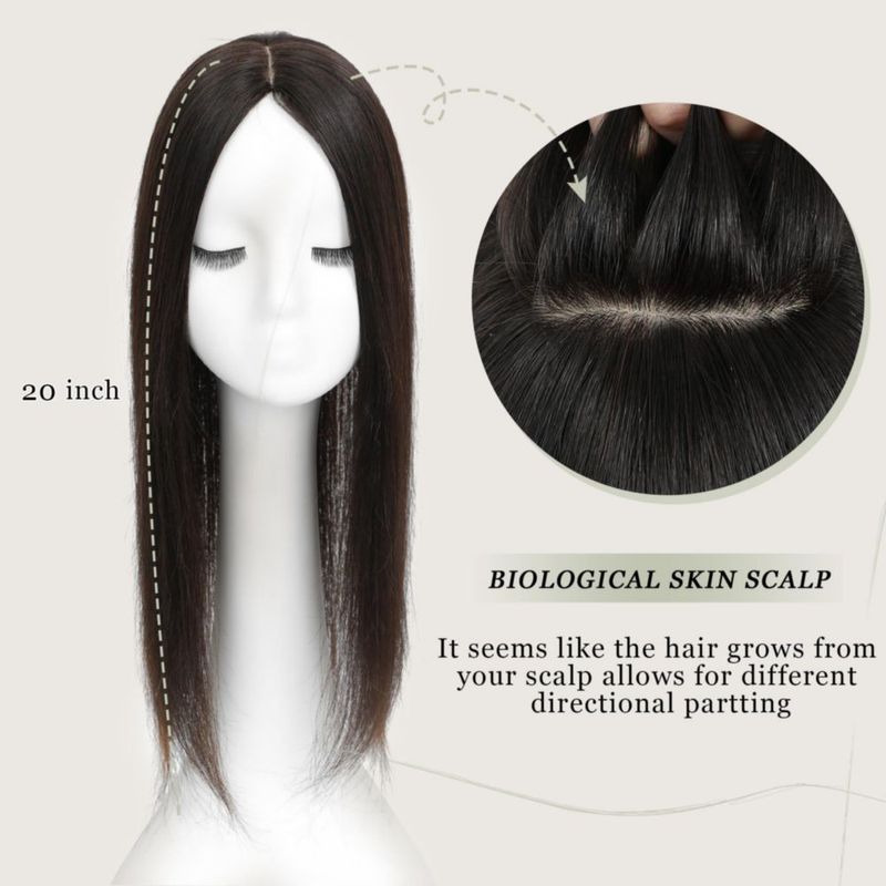Topper de Cabello Humano Aimeolyn 50 cm Sin Flequillo