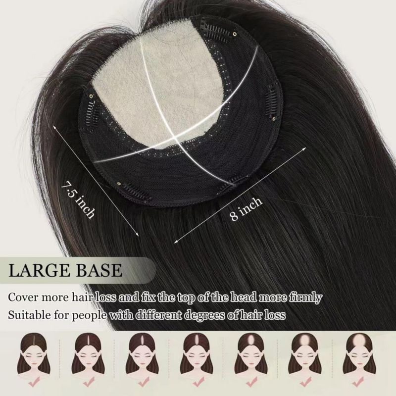 Topper de Cabello Humano Aimeolyn 50 cm Sin Flequillo