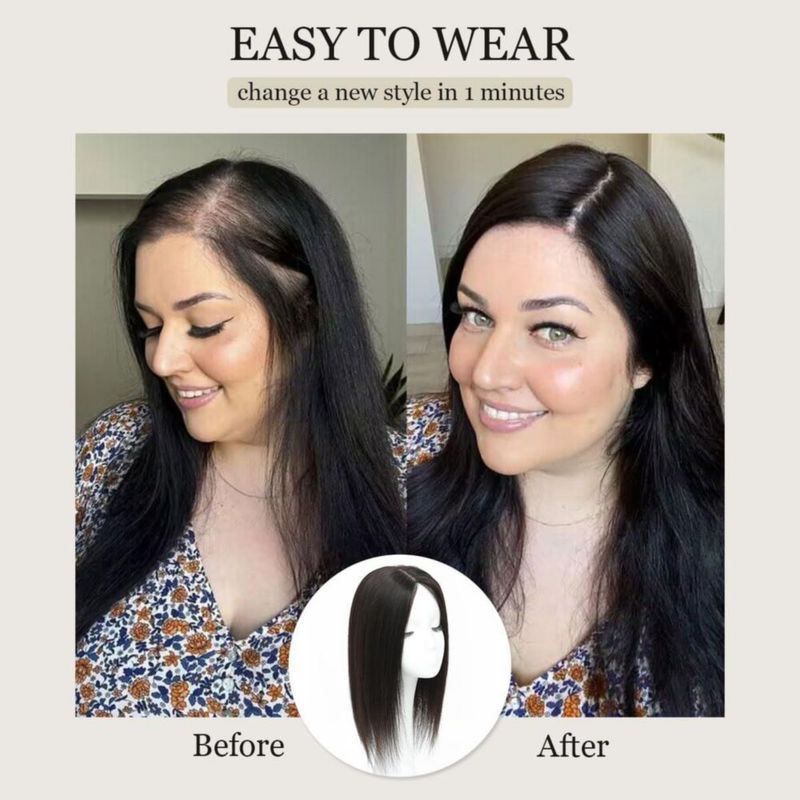 Topper de Cabello Humano Aimeolyn 50 cm Sin Flequillo