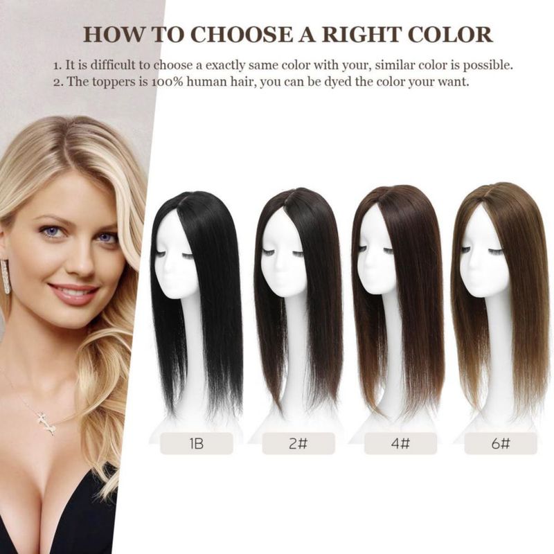 Topper de Cabello Humano Aimeolyn 50 cm Sin Flequillo