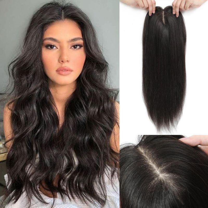 Topper de Cabello Humano Aimeolyn 50 cm Sin Flequillo